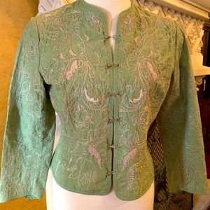Gianni Bini sage green embroidered jacket